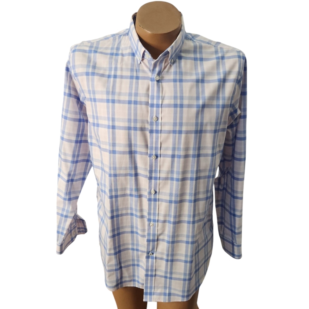Ryan Seacrest Distinction Long Sleeve Pastel Plaid Size 17 34/35